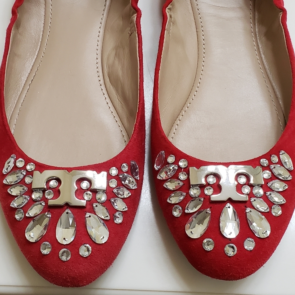 Tory Burch Red Suede Flats